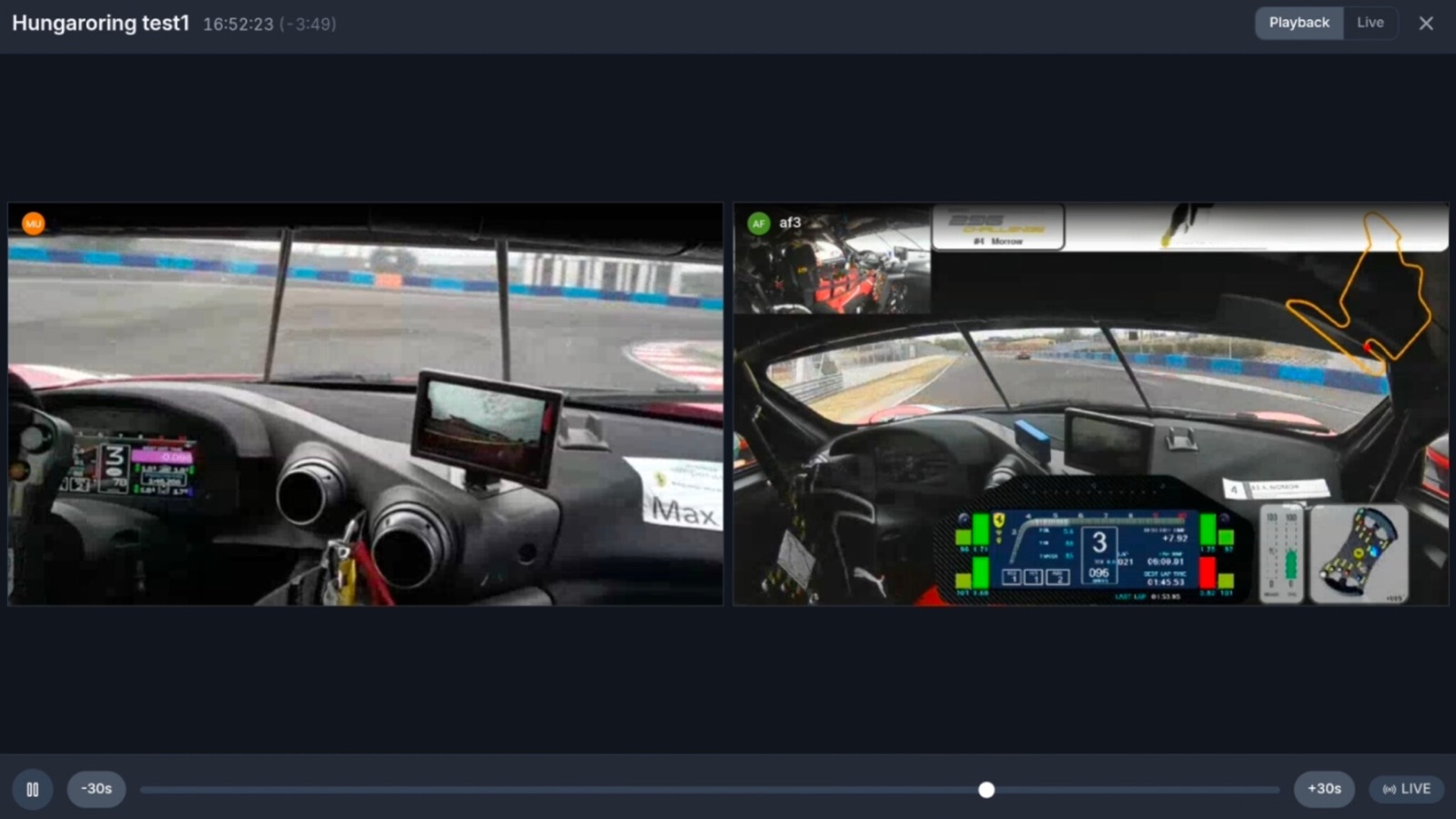 Instant replay: playback of selected onboards with a timeline